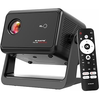 E Gate Duster 5X Pro | Certified Netflix, Projector 4K Ultra HD | 100% Dust Proof | Fully Automatic Native 1080p | Certified Whale OS on Android, Prime | Voice Remote, 500 ISO, HDMI-ARC-WiFi6 EGATE
